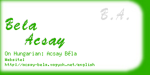 bela acsay business card